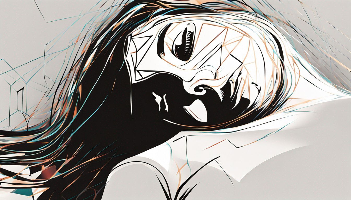 A drawing of a woman with her eyes closed