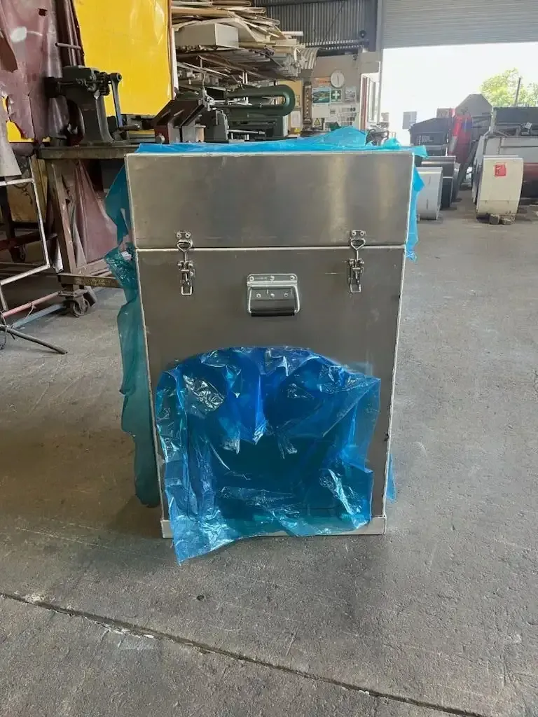 A Stainless Steel Box With a Handle is Wrapped in Plastic — HTH Sheetmetal Mackay in Mackay, QLD