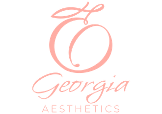 A logo for georgia aesthetics with a pink letter o