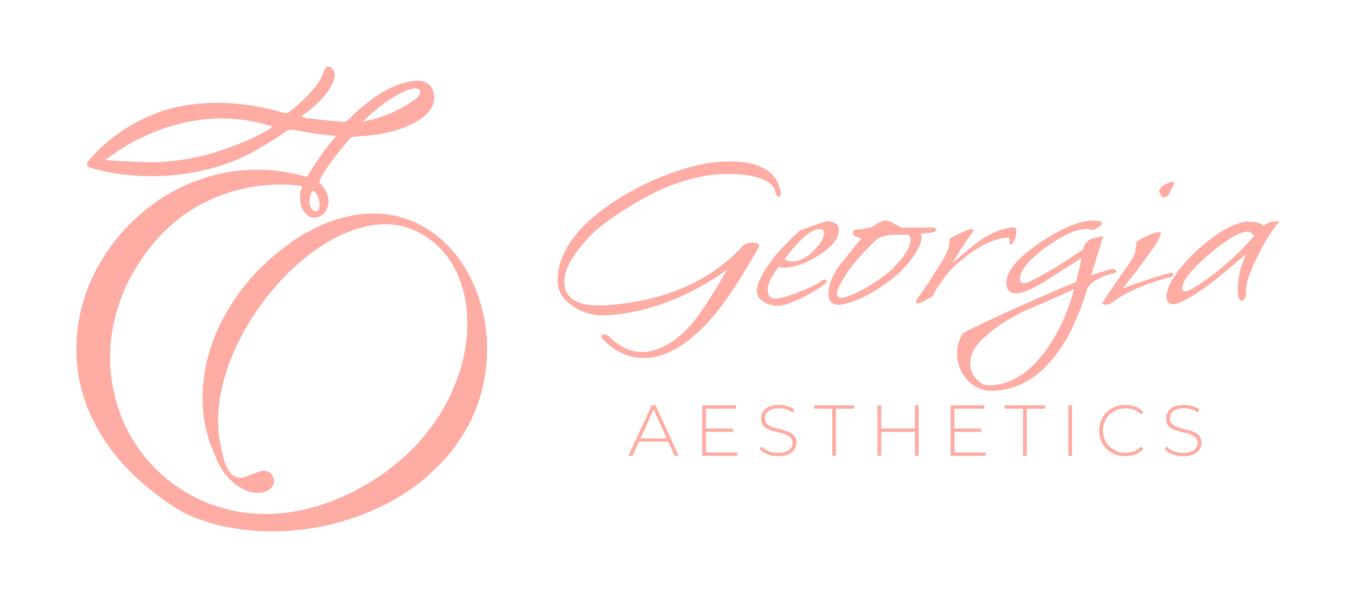 The logo for georgia aesthetics has a peach on it