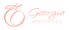 The logo for georgia aesthetics has a peach on it