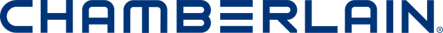 Chamberlain logo in blue with stylized “C” icon