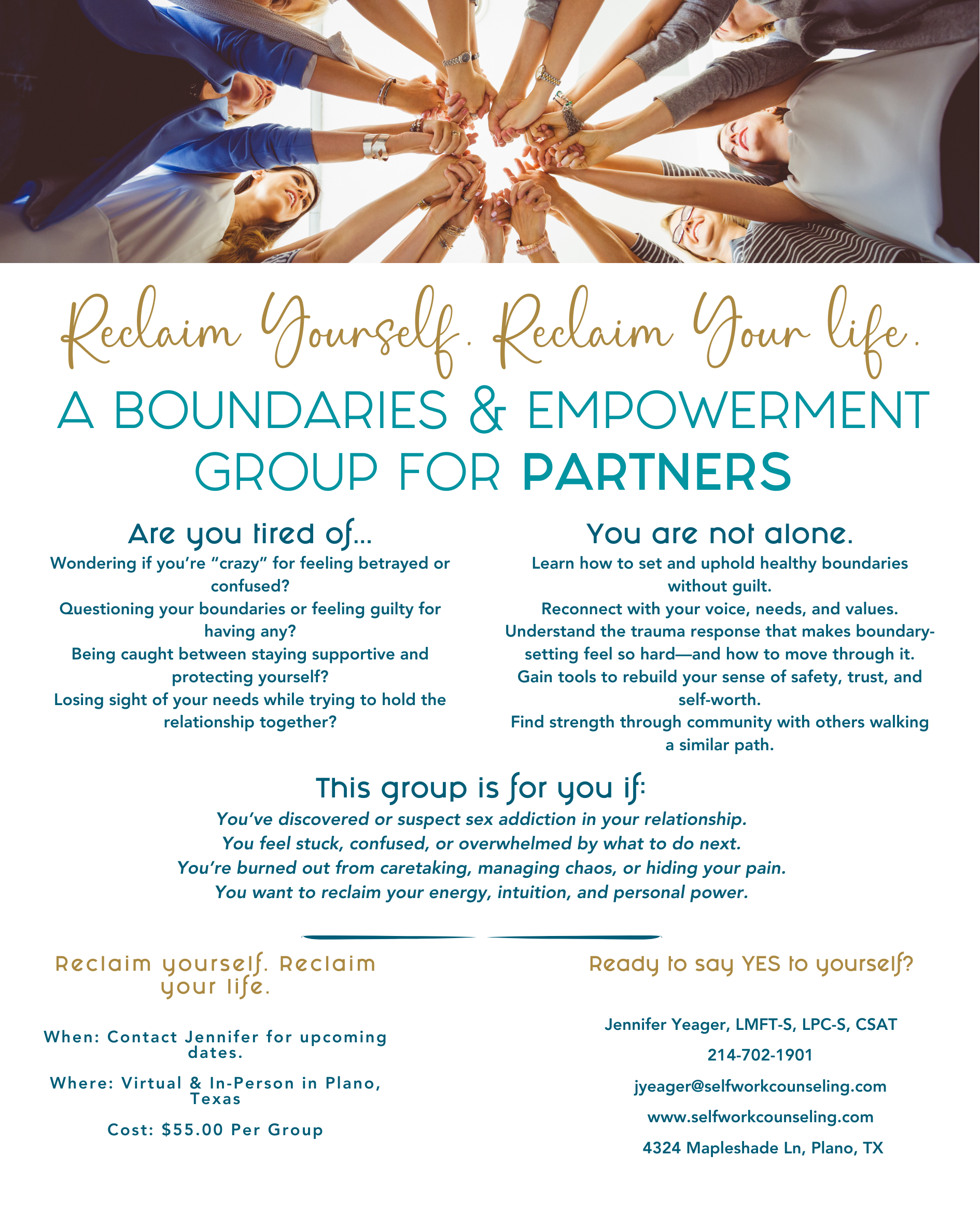 Betrayal Trauma Recovery, Boundaries, Women,  Group Therapy, Sex Addiction, Partners Group