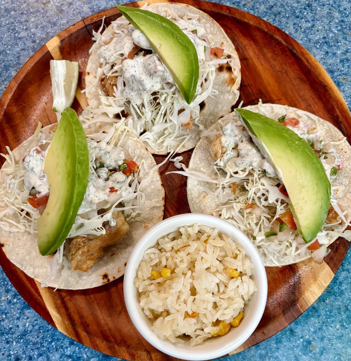 tacos and a bowl of rice