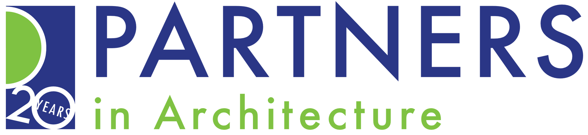 Partners in Architecture logo with green and blue elements.