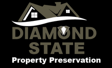 A diamond state property preservation logo on a black background