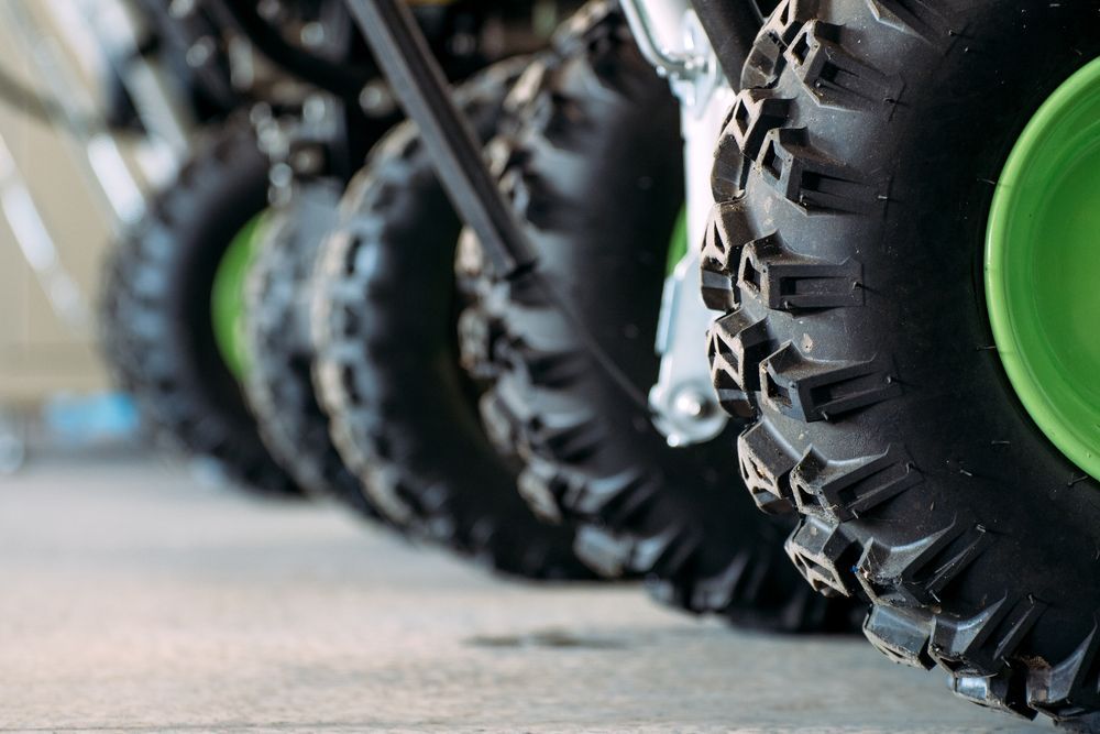Close-up, Low-angle View Of Several Black — THG Tires in Gladstone Central, QLD