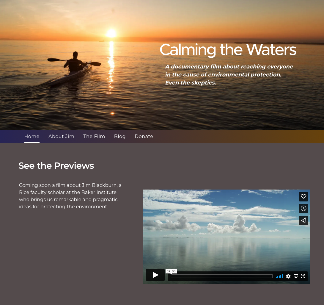 Preview of Calming the Waters website