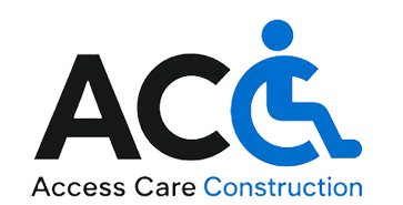 Access Care Construction logo with black AC, blue wheelchair icon, and gray-blue text