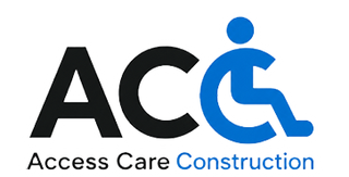 Access Care Construction logo with black AC, blue wheelchair icon, and gray-blue text