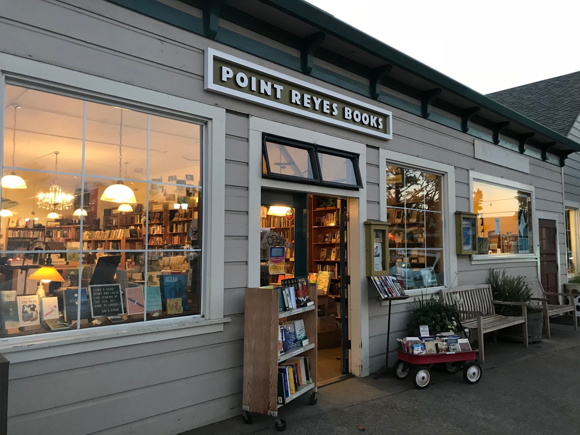 A book store called point reyes books is located in a small town.