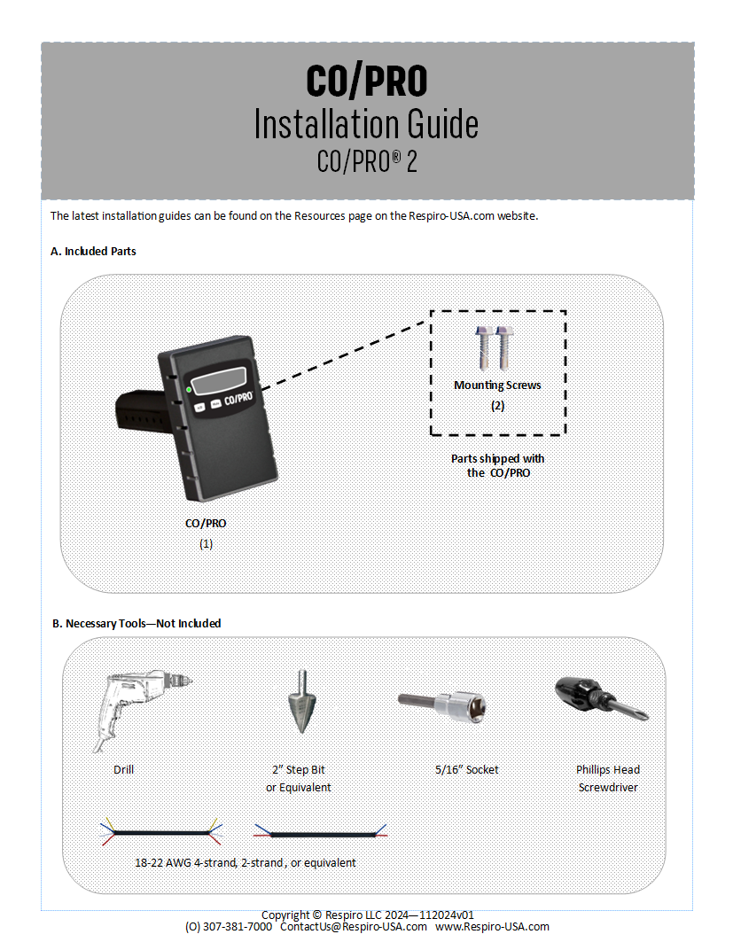 CO/PRO® 2 Installation Manual