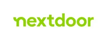The nextdoor logo is green and white on a white background.