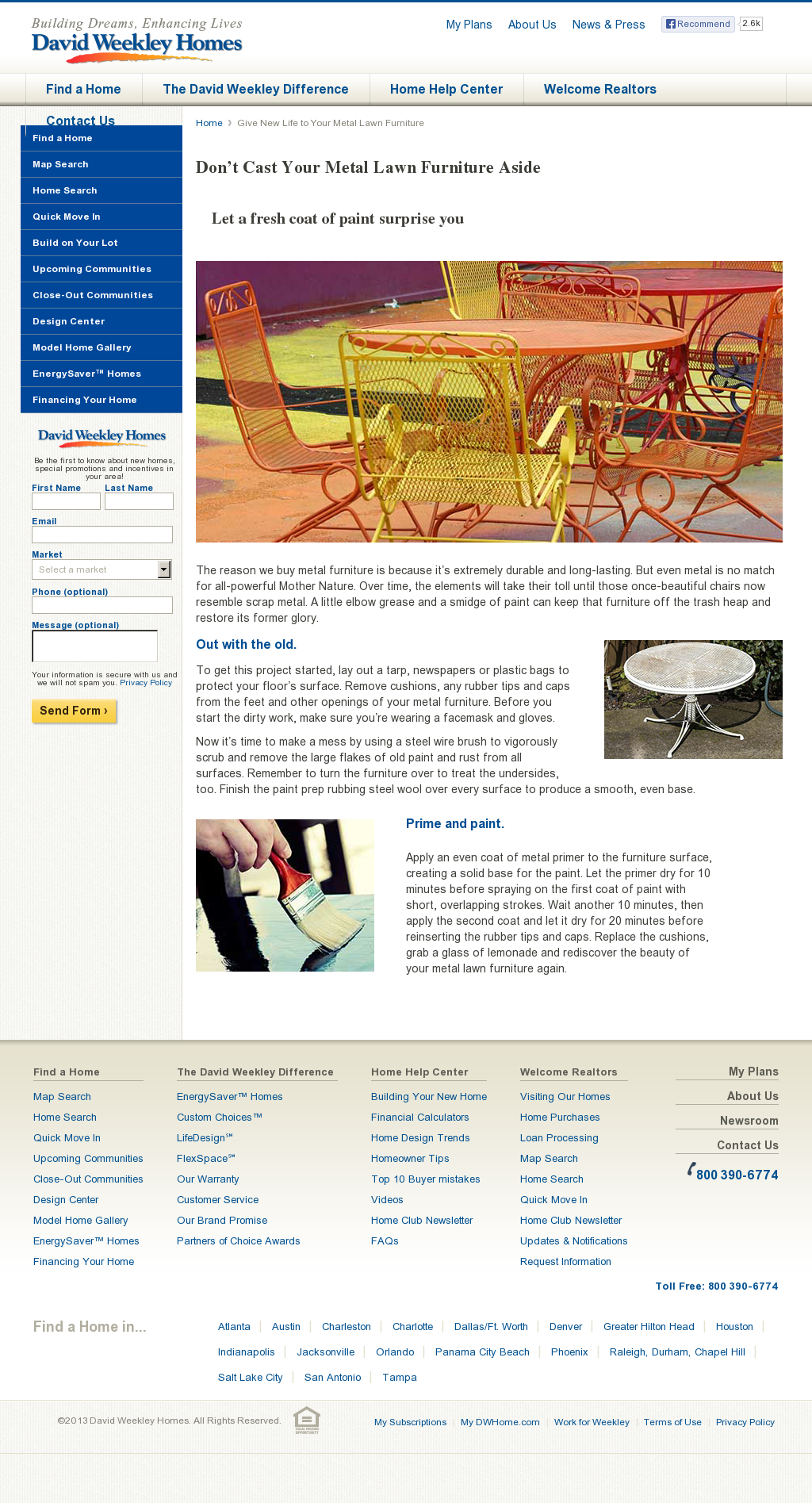 A website with a picture of a table and chairs on it.