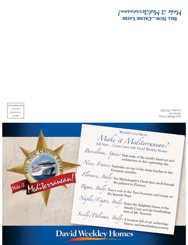 A david wickley homes advertisement with a boat on it