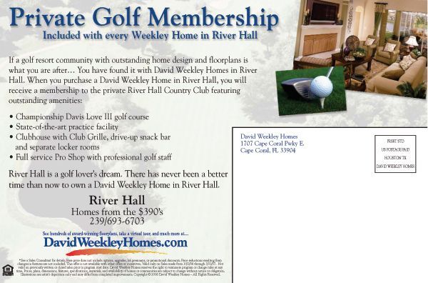 An advertisement for a private golf membership at river hall