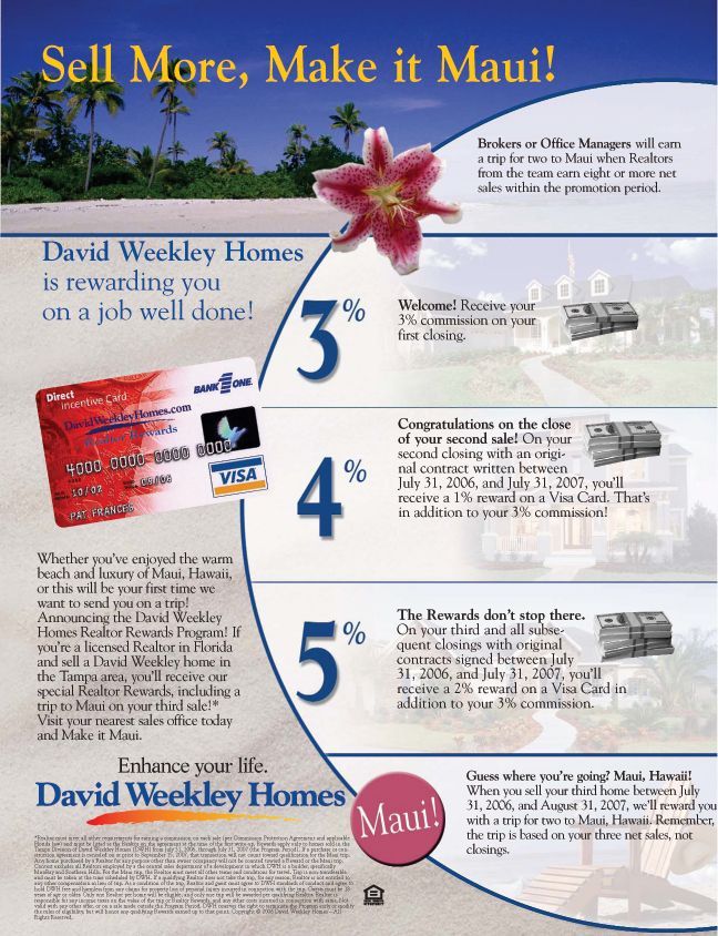 An advertisement for david weekly homes that says sell more make it maui