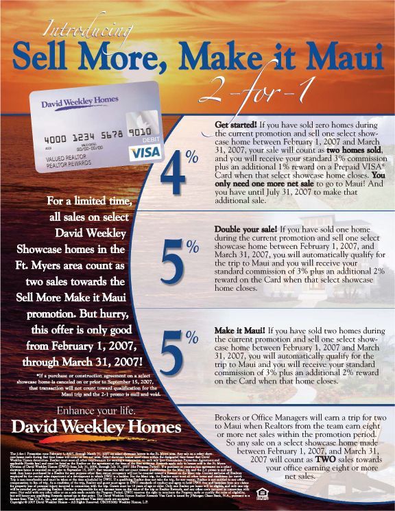 An advertisement for david wickley homes that says sell more make it maui