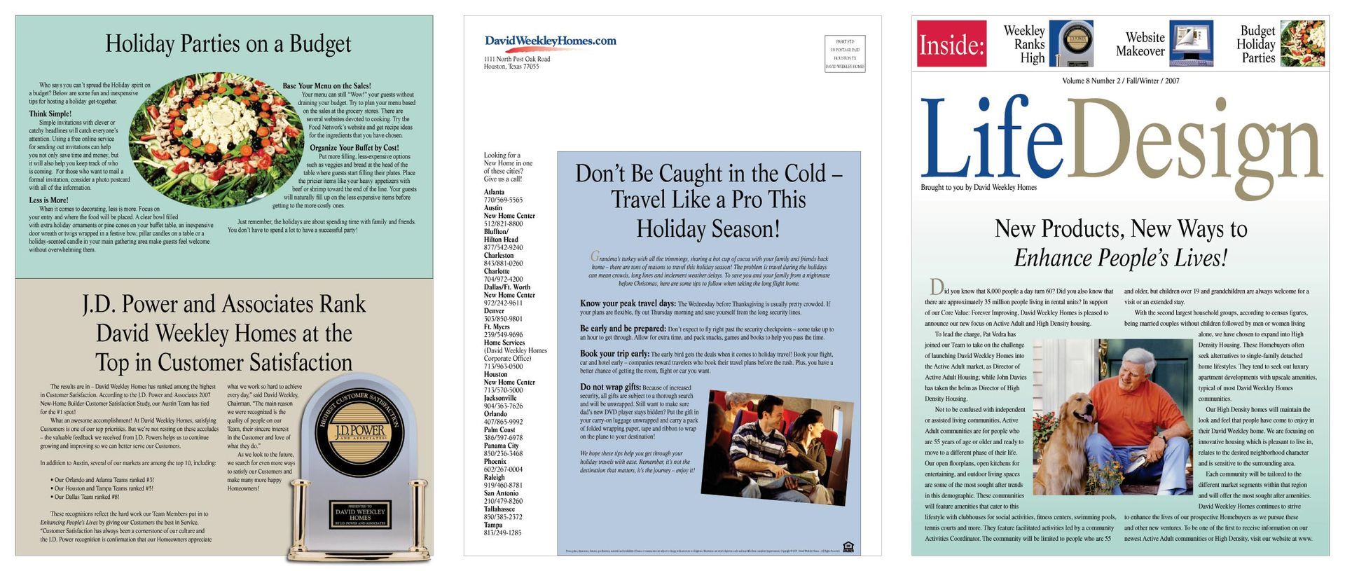 A collage of three newspapers including life design