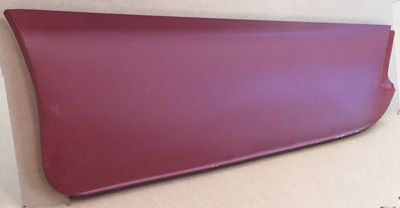 Red painted car panel, likely a door.