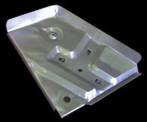 Stamped aluminum metal battery tray.