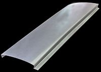 Silver-colored curved metal panel, likely an automotive roof component, against a black background.