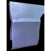 A partially visible, folded piece of light blue paper, possibly a craft.