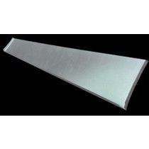 A long, rectangular metal panel angled against a black background.