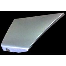Silver metal car panel against a black background.