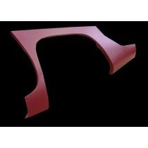 Red car fender isolated on black background.