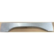 Metal car panel with an arched curve.
