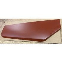 Red metal car body panel with an angled corner.