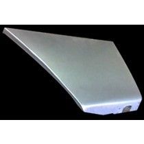 Silver metal car body panel.