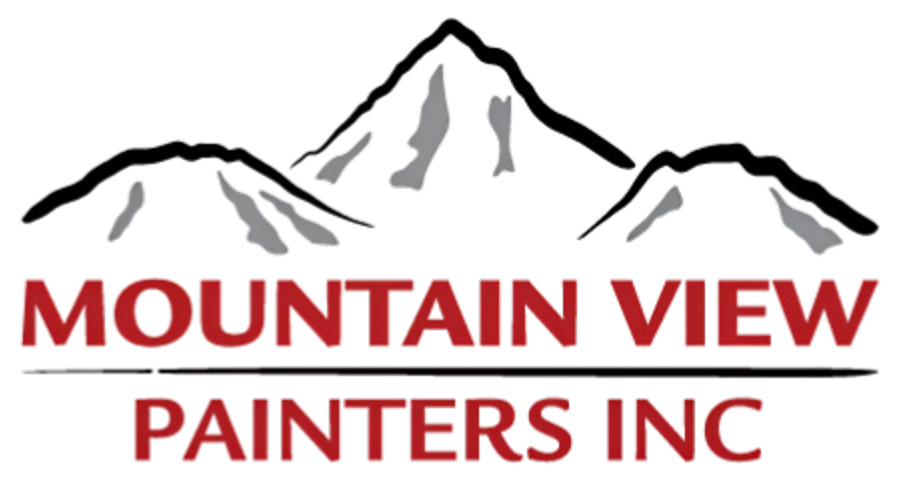 Logo for Mountain View Painters Inc featuring an illustration of mountains above the company name in red text.