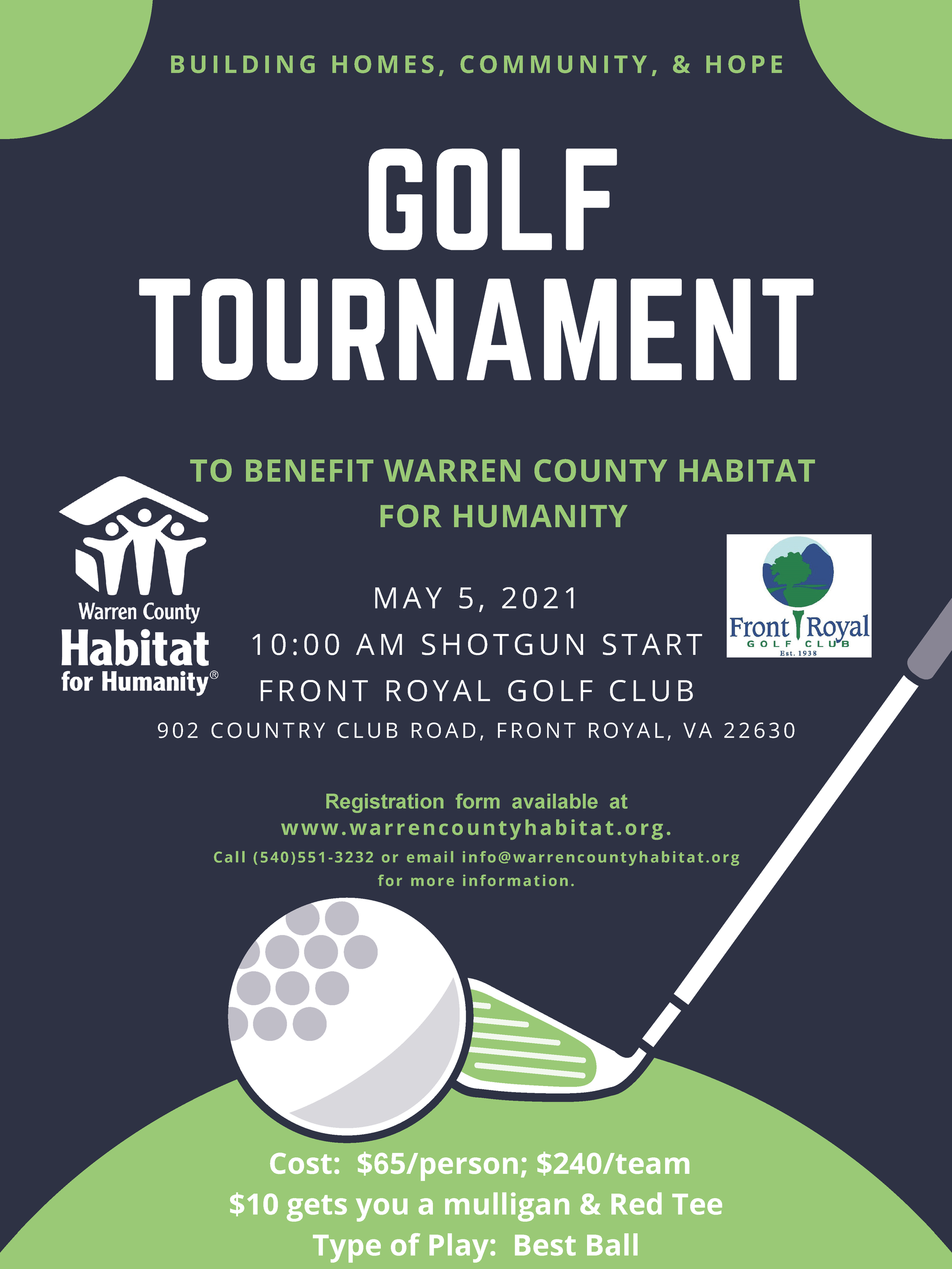 2021 Habitat Golf Tournament Flyer