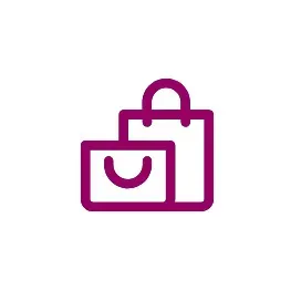 Duas sacolas de compras roxas.