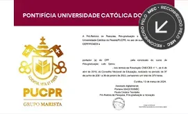A certificate for pontificia universidade catolica do grupo marista
