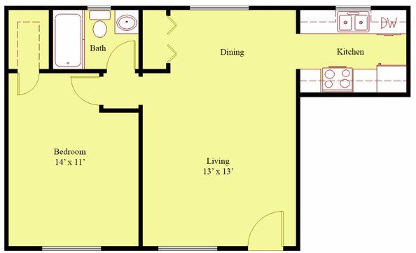 1 Bedroom Floorplan