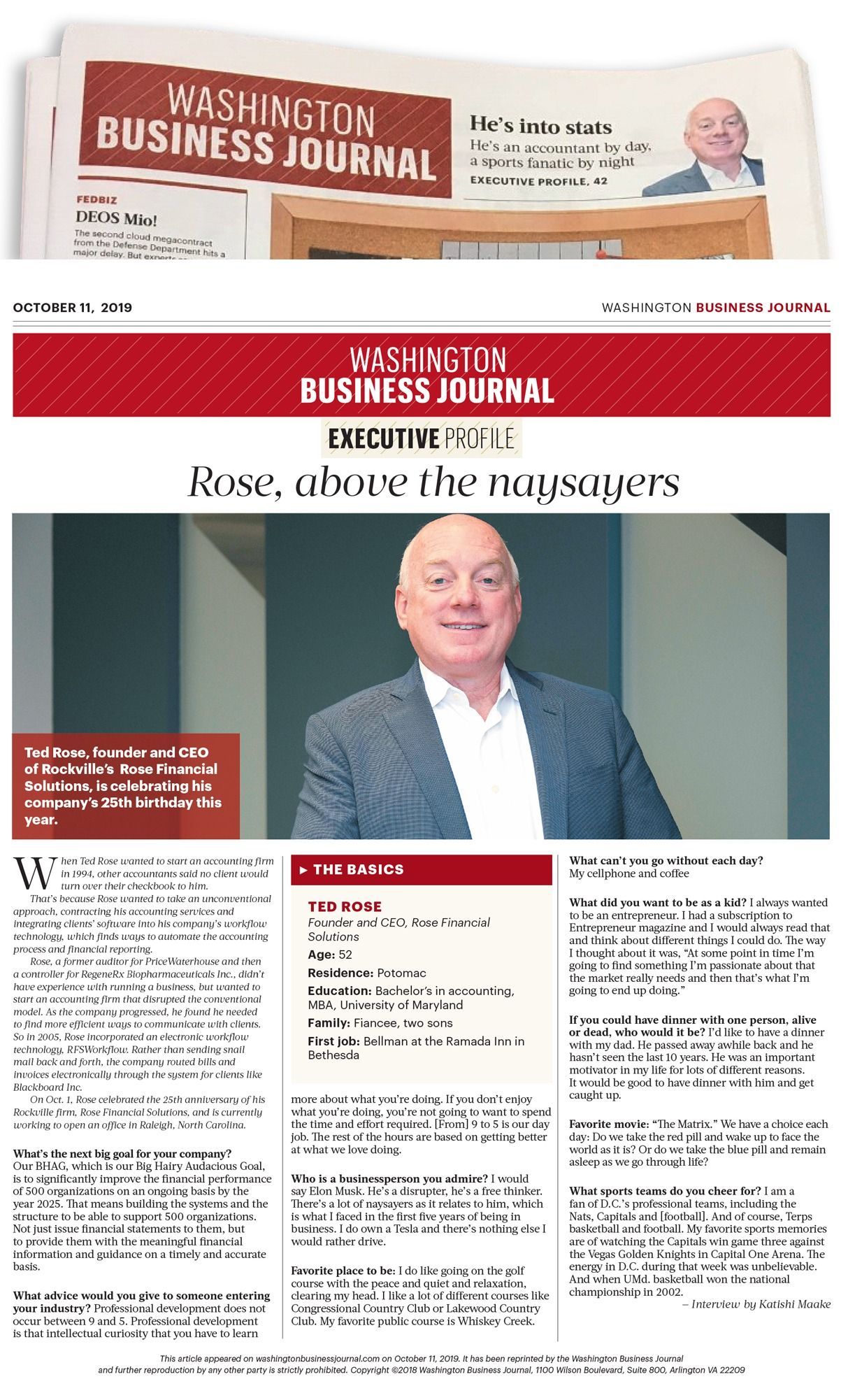Ted Rose featured in WBJ