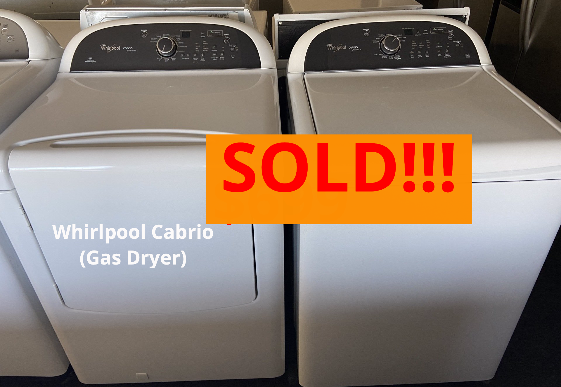 A whirlpool cabrio gas dryer has been sold