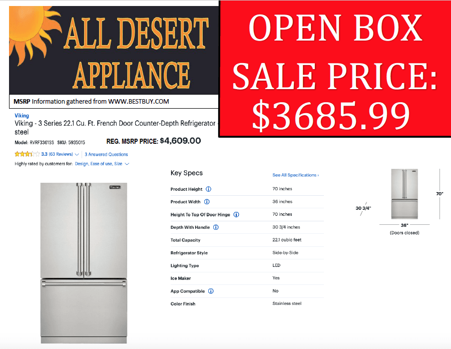 An ad for an open box sale price of $ 3685.99