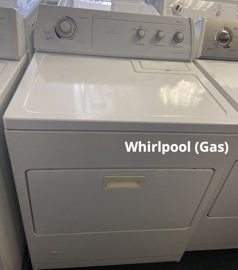 A white whirlpool gas washer and dryer