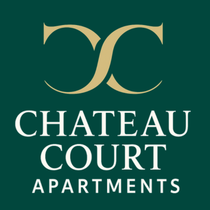 Chateau Court Apartments Logo in white in footer - linked to home page