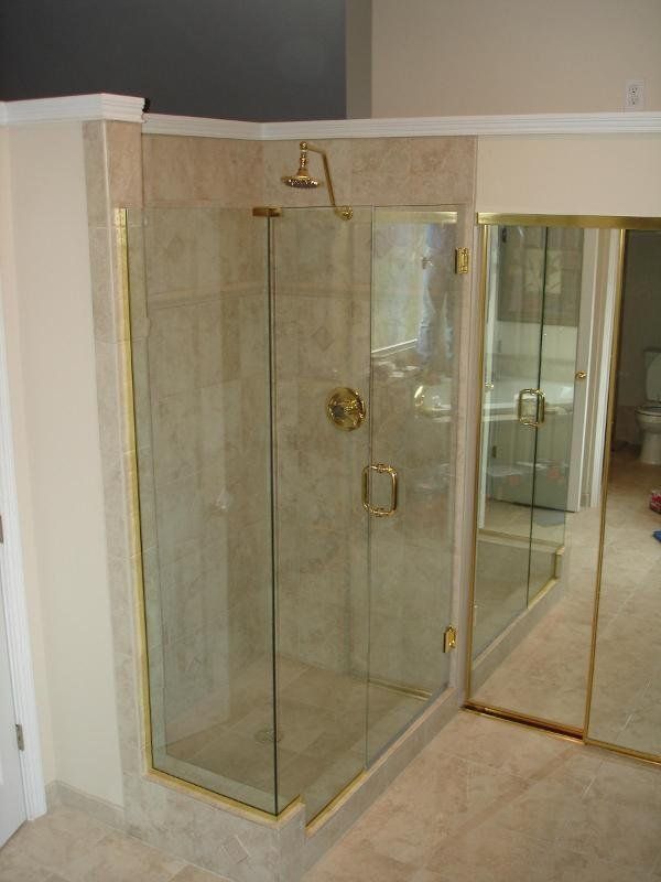 Window Repair — Shower Glass with Side Color Gold in Louisville, KY