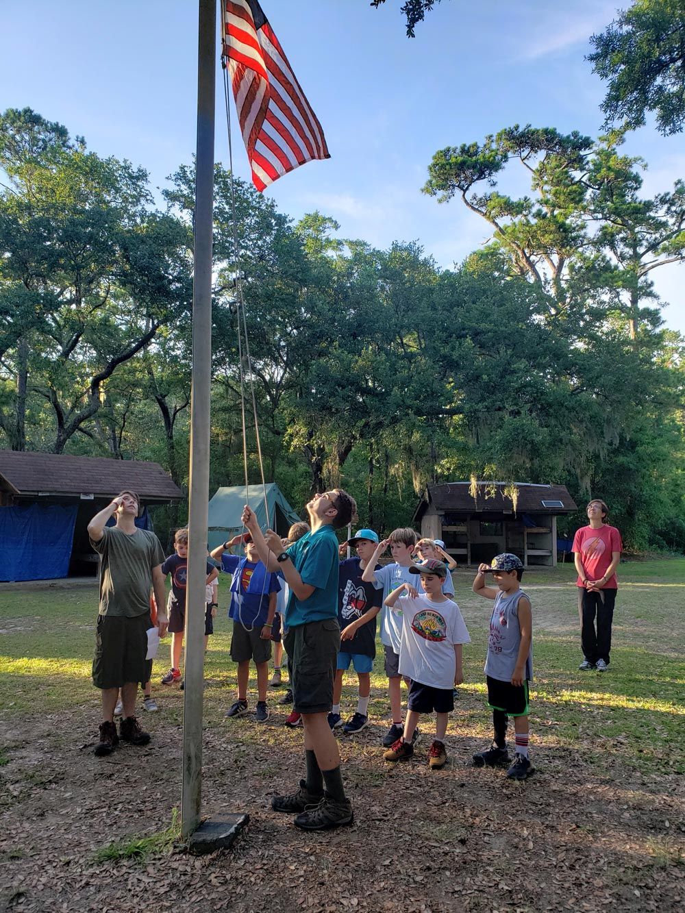 Saluting To Flag — Wadmalaw, SC — Camp Ho No Wah