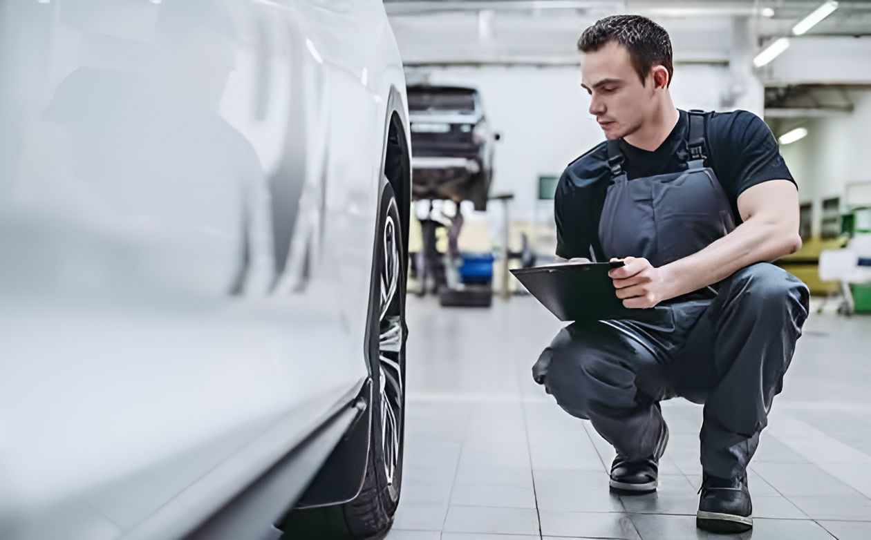 Man Front of a Car While Looking at a Clipboard — K & T Ballina Mechanical In Ballina, NSW
