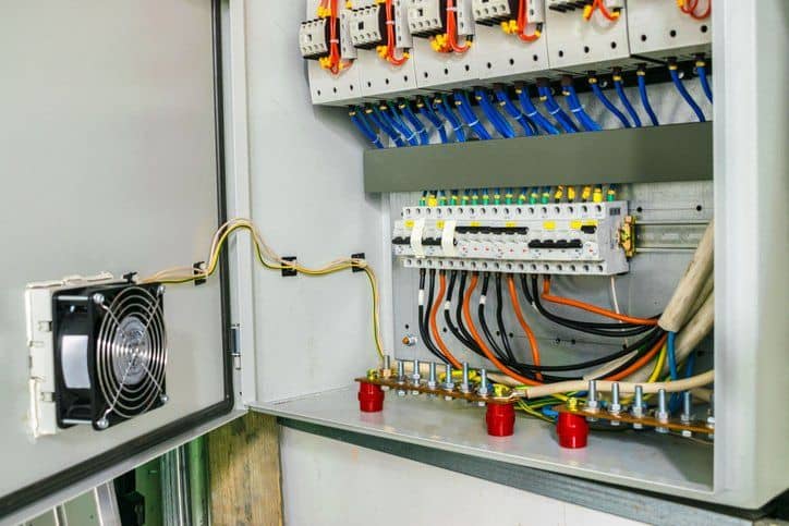 Electric power circuit breakers in fuse box.