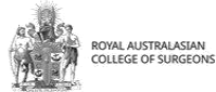 The royal australasian college of surgeons logo is black and white.