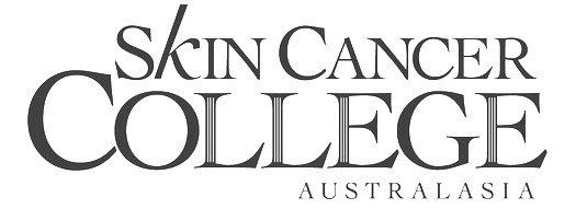 The logo for skin cancer college australia is black and white.