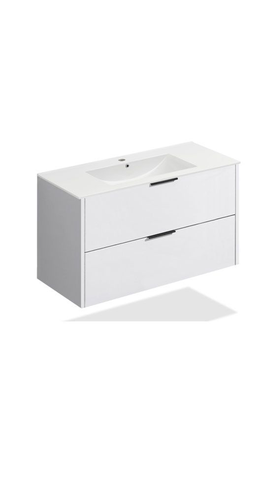 White Bathroom Vanity with Two Drawers and a Sink — Joinery In Christchurch